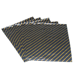 Medium Black and Gold Striped Jewellery Gift Shop Boutique Plastic Carrier Bags 9" x 11" - Panmer Ltd