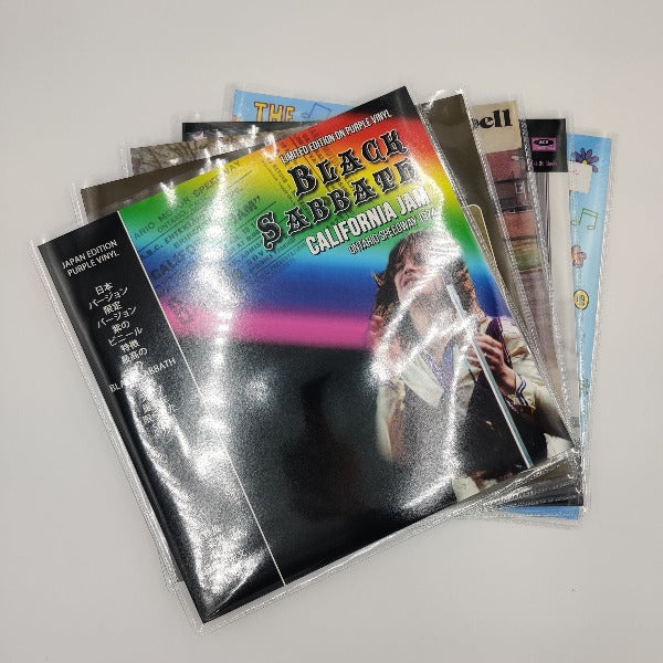 Outer Record Sleeves PVC Clear Stitched Thumb Cut - Panmer Ltd