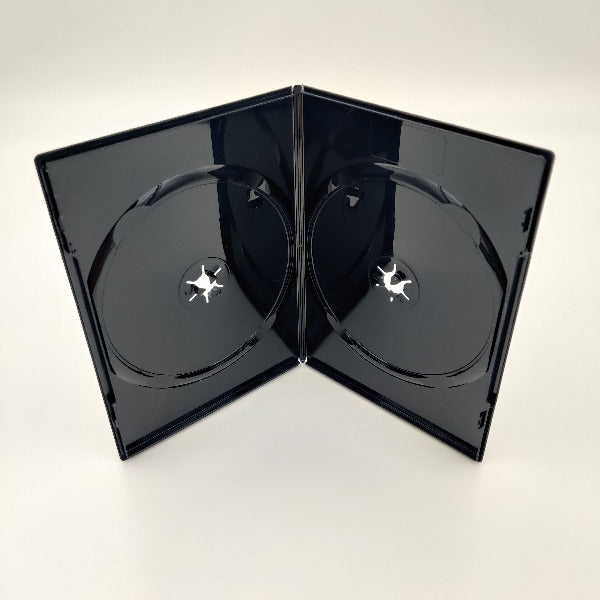 2-disc black slimline DVD case with 7mm spine - Panmer Ltd