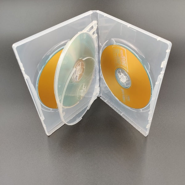 4-disc clear DVD case with 14mm spine and swing tray – Panmer Ltd