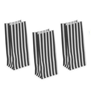 Black Striped Pick and Mix Candy Party Sweet Bags - Panmer Ltd
