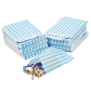 Aqua Striped Sweet Paper Candy Bags Party Bags - Panmer Ltd