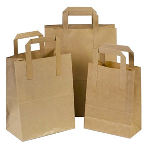 Brown Takeaway Carrier Bag With Flat Handles - Panmer Ltd