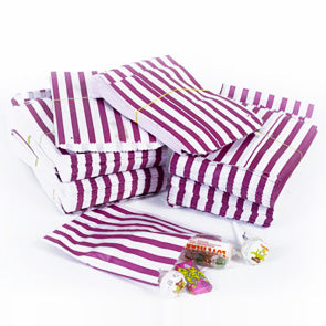 Purple Striped Sweet Paper Candy Bags Party Bags - Panmer Ltd