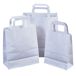 White Takeaway Carrier Bag With Flat Handles - Panmer Ltd